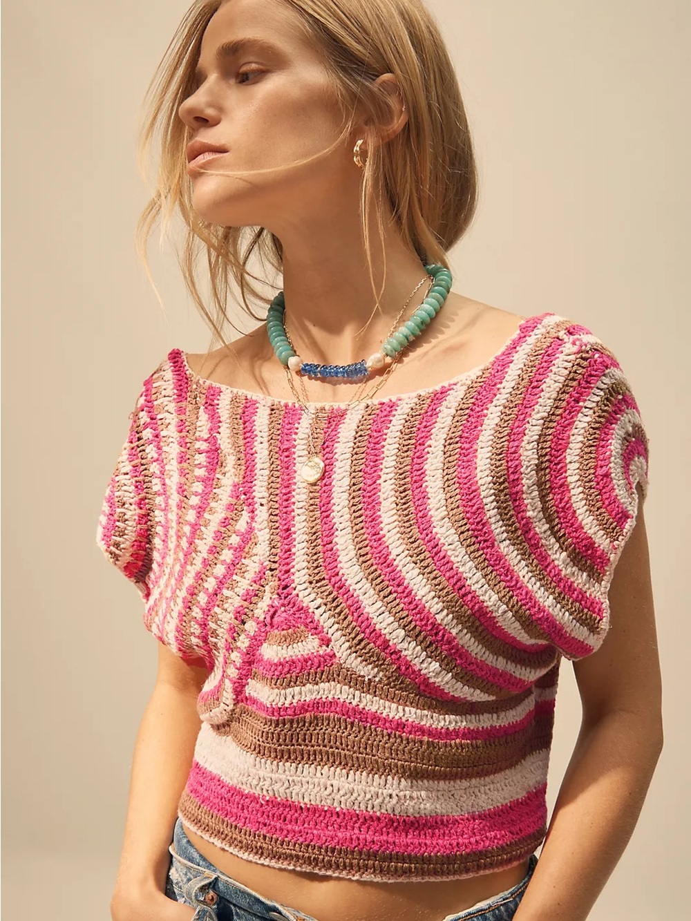By Anthropologie Crochet Muscle Sweater